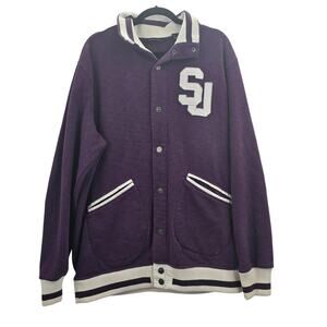 Sean John Letterman Jacket Mens XL Purple Varsity Button Up SJ Streetwear Retro